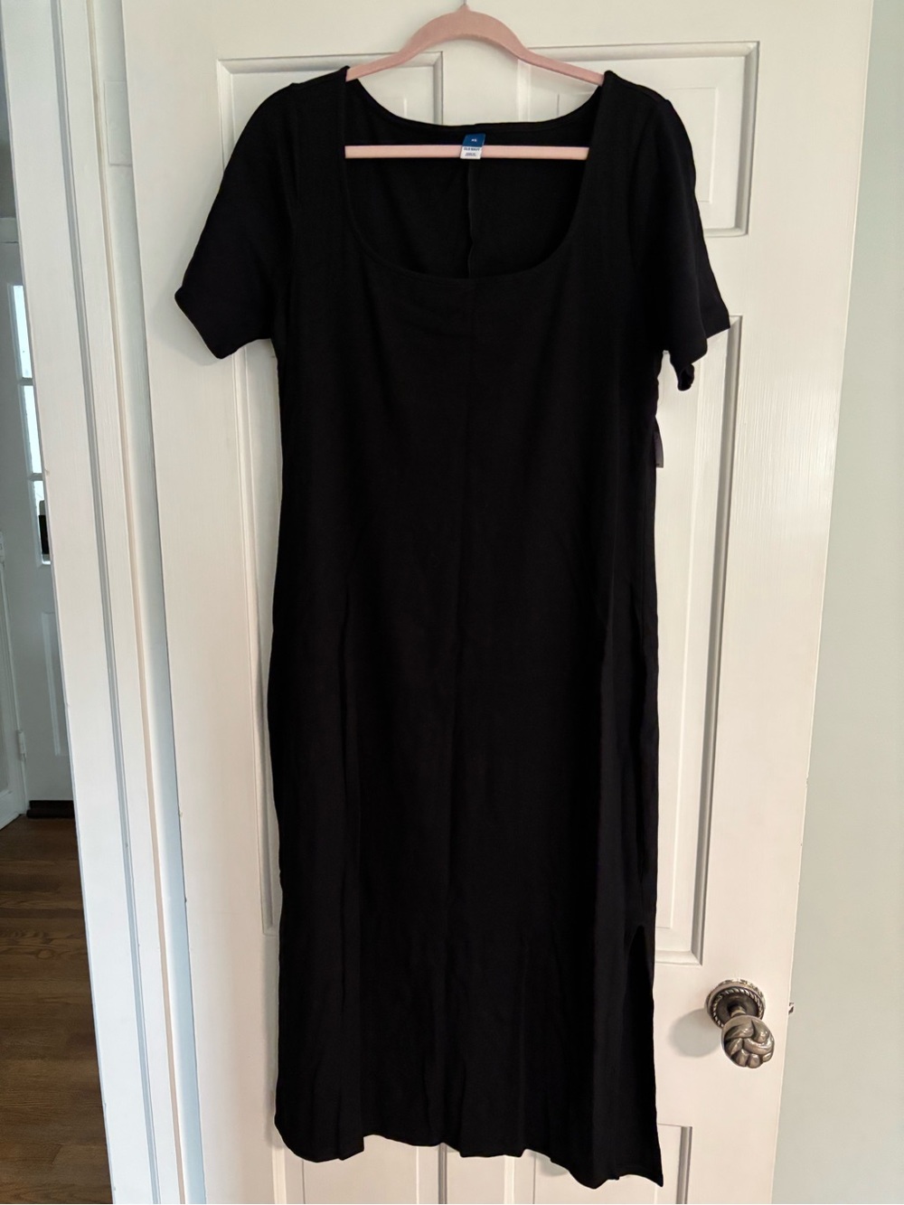 Old Navy Black Midi Scoop Neck Dress